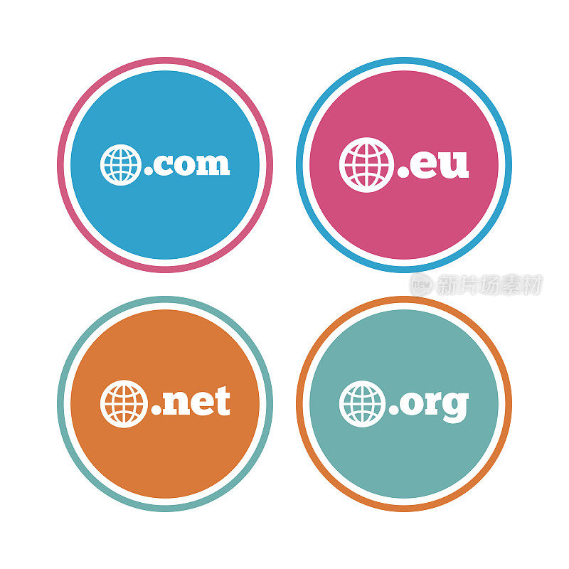 顶级域名的迹象。Com, Eu, Net和Org。